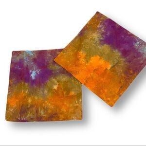 2 pillow cases pillow covers jewel tone purple gold dyed throw pillow cases